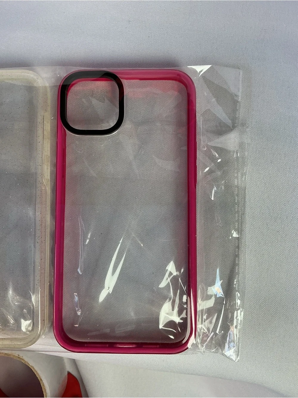 Apple Clear iPhone Case with Bright Pink Bumper